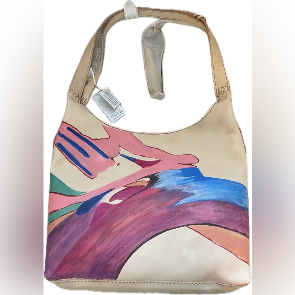 The Sak Huntley Azalea Hand Painted Signed Exclusive Tote Genuine Leather